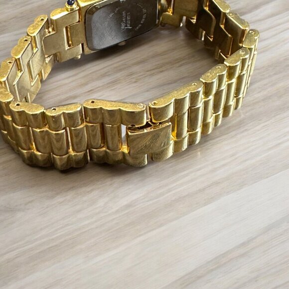 Vintage Gold Tone MIRA Woman Watch Square Clear Stones Accents *need battery - Picture 4 of 4